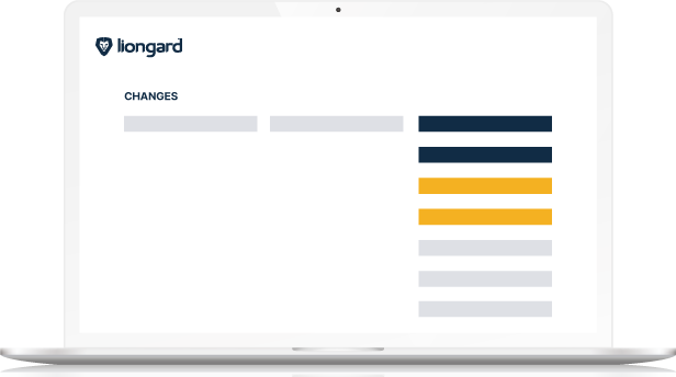 Abstract image of Liongard's change detection and response user interface on a laptop screen.