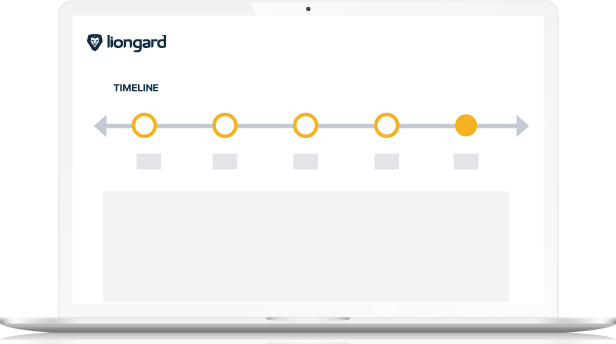 Abstract image of Liongard's automated documentation timeline user interface on a laptop screen.