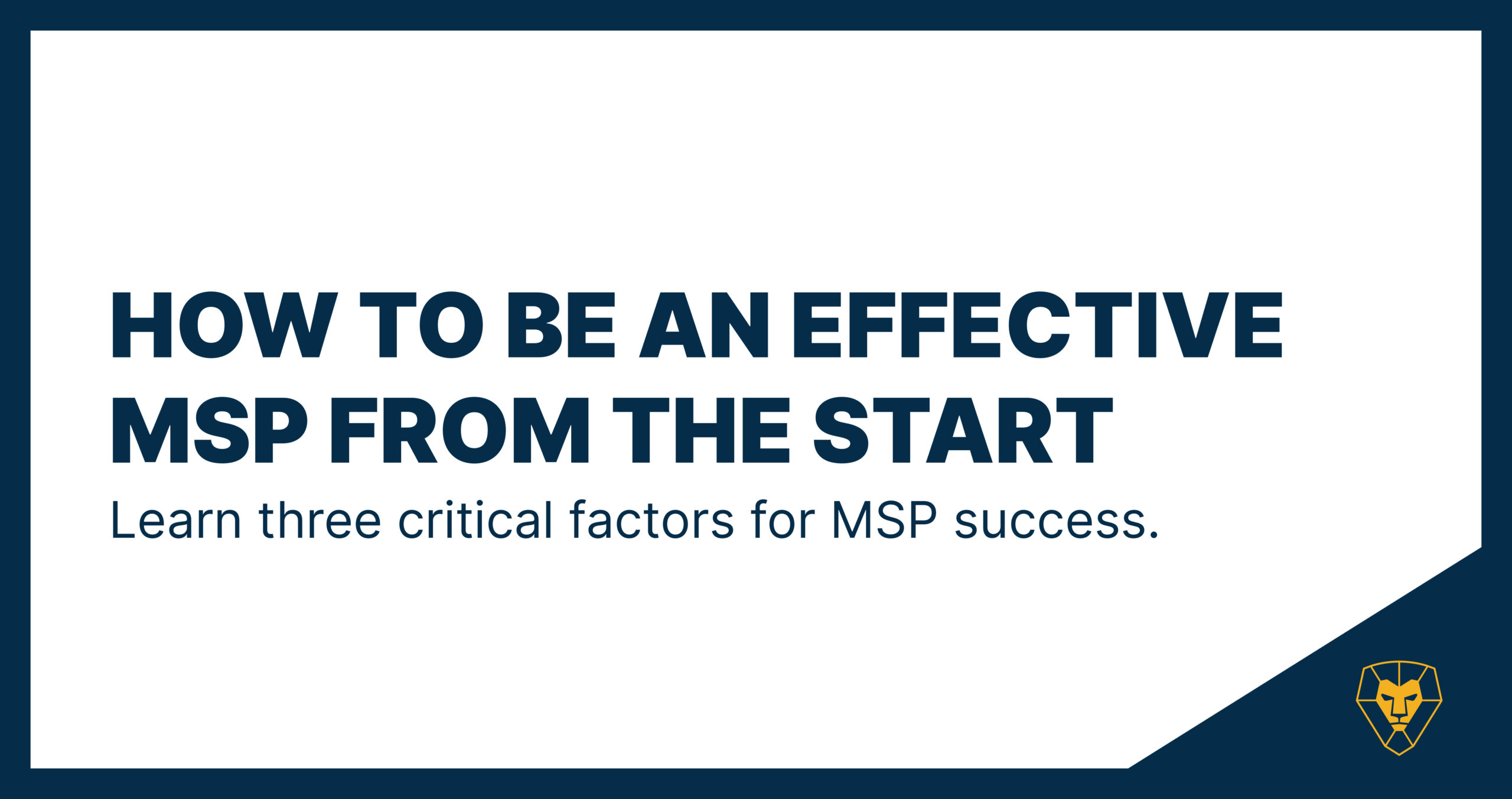 Effective MSP from the Start