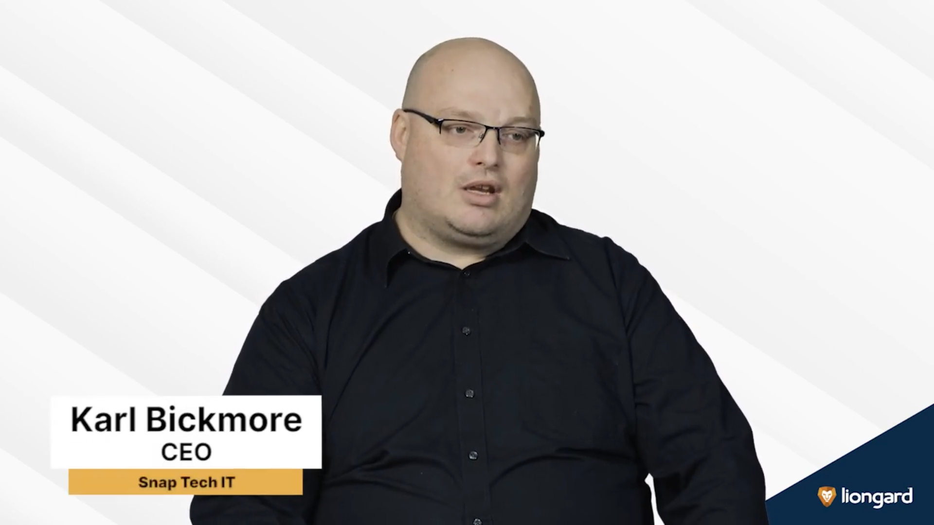 Video testimonial still of Karl Bickmore, CEO of Snap Tech IT