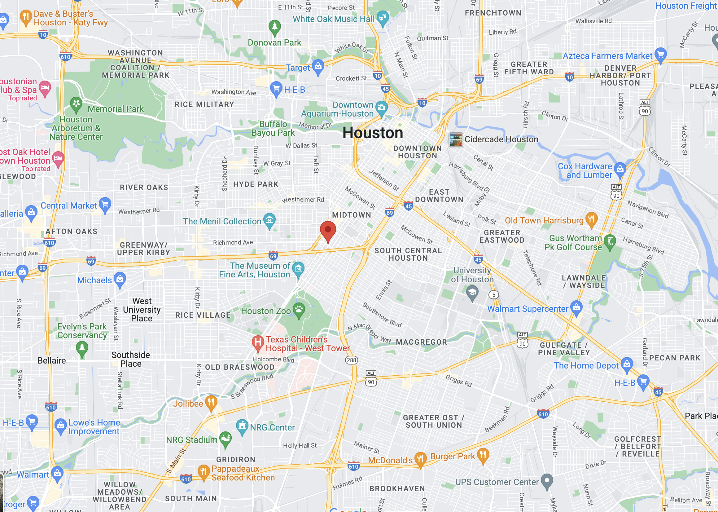 Image of Google Maps with marker on Liongard office location.